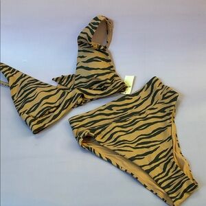 Aerie Zebra Print Bikini - Black and Tan (top S/ bottom XS)
